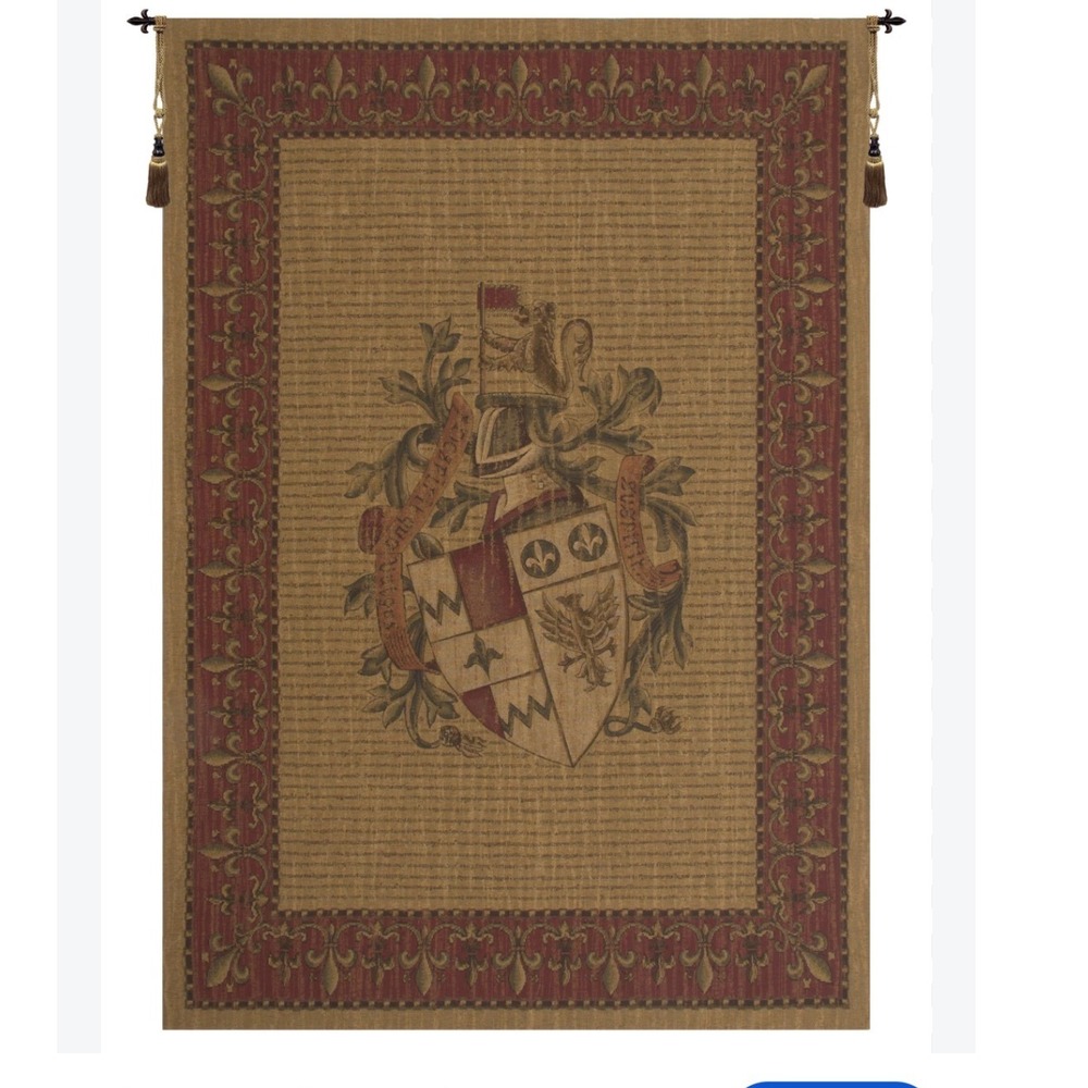 Unicorn Crest European Wall Hanging Tapestry Gold Medieval Heraldic Coat of Arms